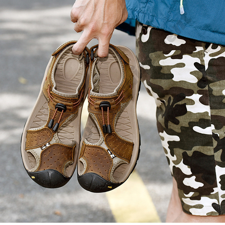 Grande taille sandales hommes 2022 été nouveau respirant orteil sandale loisirs de plein air décontracté plage chaussures tête couche peau de vac