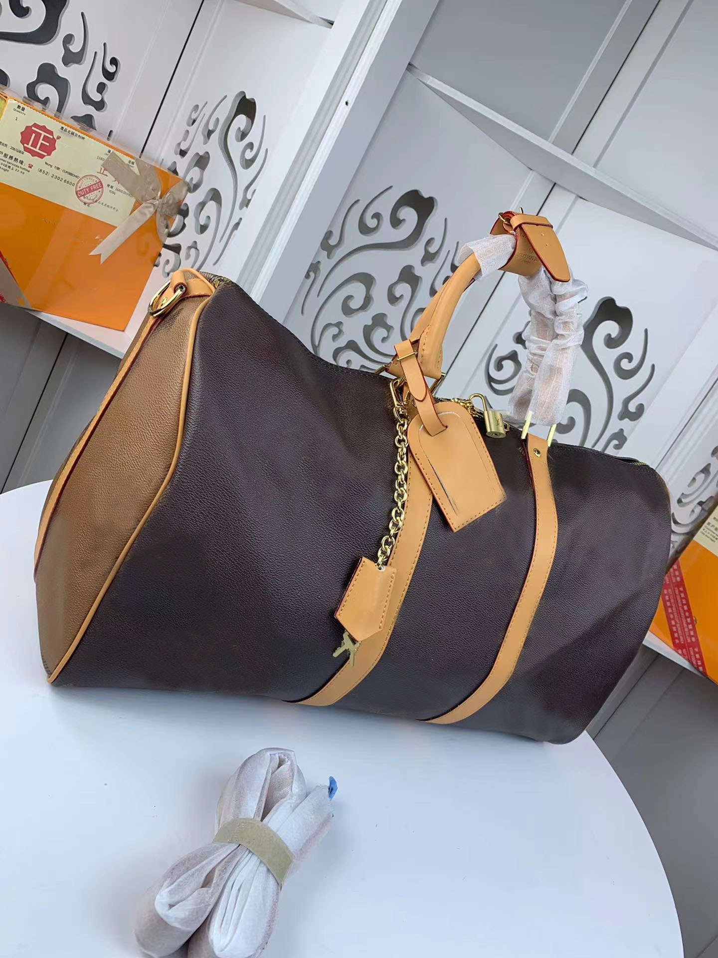 

2022Brand totes Men Genuine Leather Giant Duffel Bags Luxury Designers Handbag Women Speedy Travel Bag Large Capacity Luggage Tote 41416, 10#41416