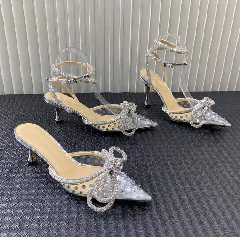 

mach Dress shoes heeled sandals pvc Satin double-deck Bow Pumps Crystal Embellished rhinestone Evening shoe 6.5cm 9cm womens heeled ankle strap Designers slipper, Gifts are not sold separately