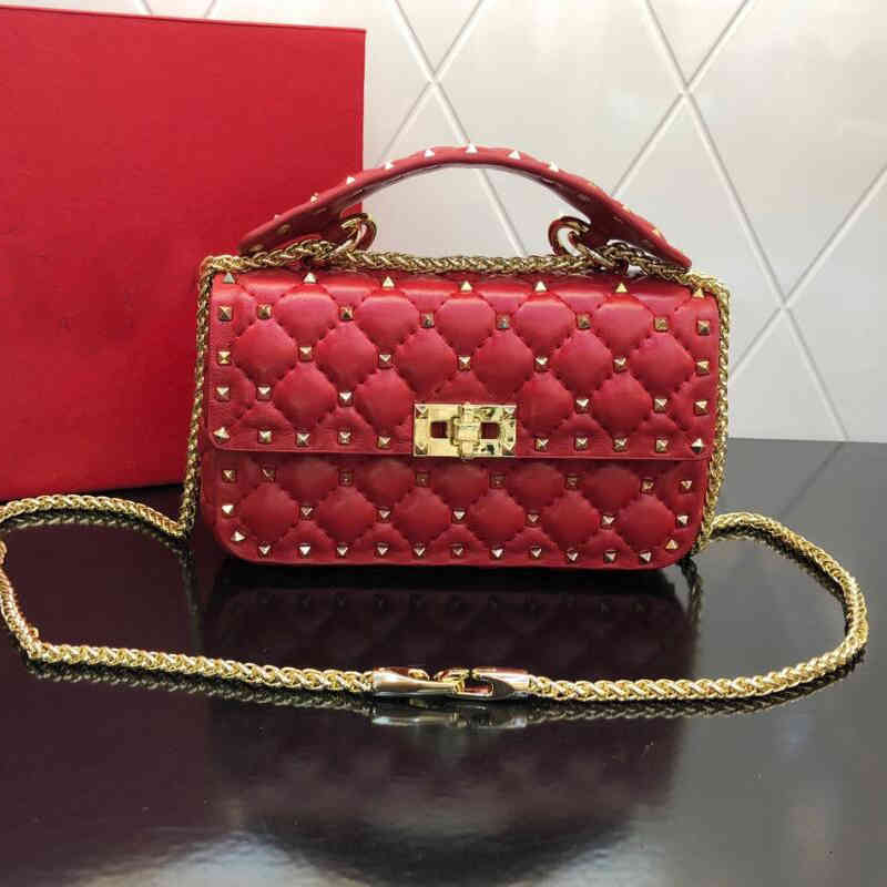 Spike Handbags Stud Crossbody Shoulder Bag Sheepskin Genuine Leather Fashion Letter Rivet Handbag High Quality Detchable Top Handle Chain