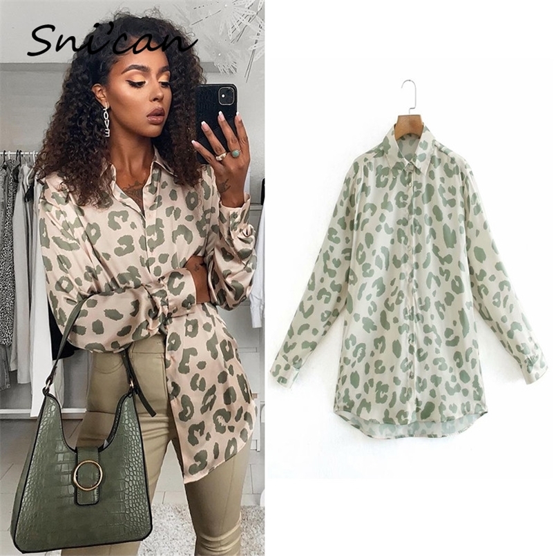

Snican Spring Leopard Print Shirts Vintage Long Sleeve Office Ladies Satin Blouse Blusas De Mujer Chemise Women Tops Outwear 220407, Blue