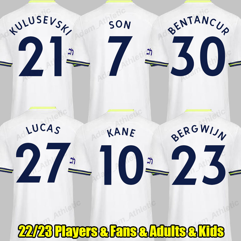 

22 23 KANE SON Soccer Jerseys player version KULUSEVSKI BENTANCUR BERGWIJN football shirts SANCHEZ ROMERO LAMELA LUCAS SESSEGNON PERISIC jersey men kids kit, 22-23 pre-match