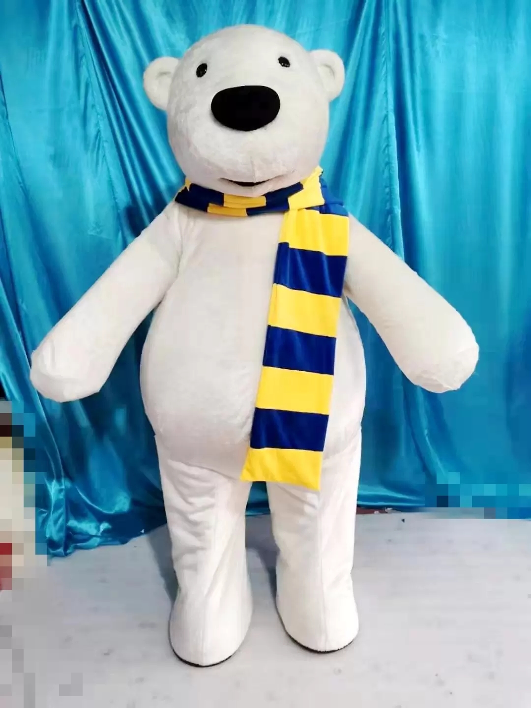 

Halloween White polar bear Mascot Costume Cartoon Plush Anime theme character Adult Size Christmas Carnival Birthday Party Fancy Outfit, As pic