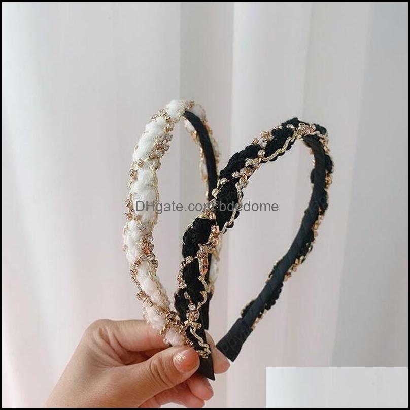 

Headbands New Fashion Women Hairband Shining Rhinestone Winding Light Braid Headband Spring Hair Accessories Girls Drop De Bdedome Dhzin