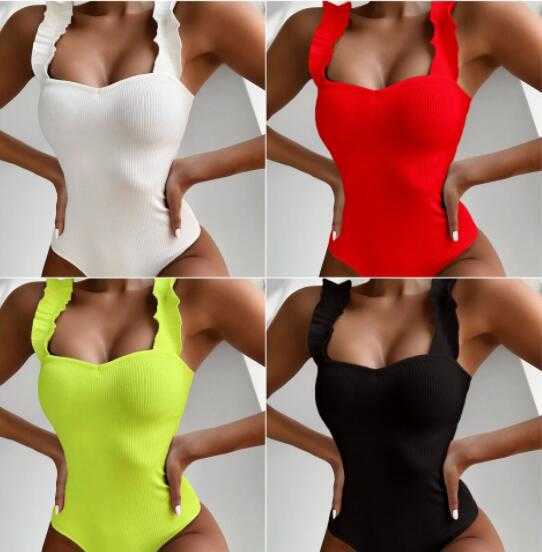 

Bikinis set One piece Steel bracket gathers bright leather pleated steel bracket ruffle edge mosaic leopard print yakuda ear shoulder strap