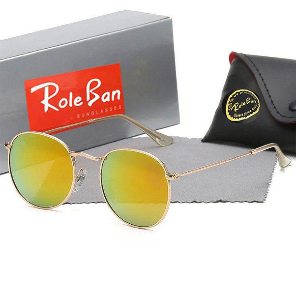 

Top Quality Glass Lens eyeglass Role Ban Men Classic Brand Retro women Mirror Sunglasses Pilot Luxury Designer Eyewear Round Sun Glasses UV Protection spectacles
