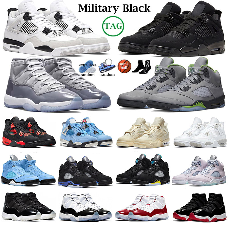 

4 5 11 basketball shoes for men women 4s Military Black Cat Sail Red Thunder White Oreo 5s unc racer blue 11s cool grey bred concord cherry mens sports sneakers, 26
