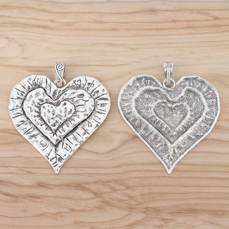 

Pendant Necklaces Pieces Large Hammered Love Heart Tibetan Silver Charms Pendants For Necklace Jewellery Making Findings 69x65mmPendant