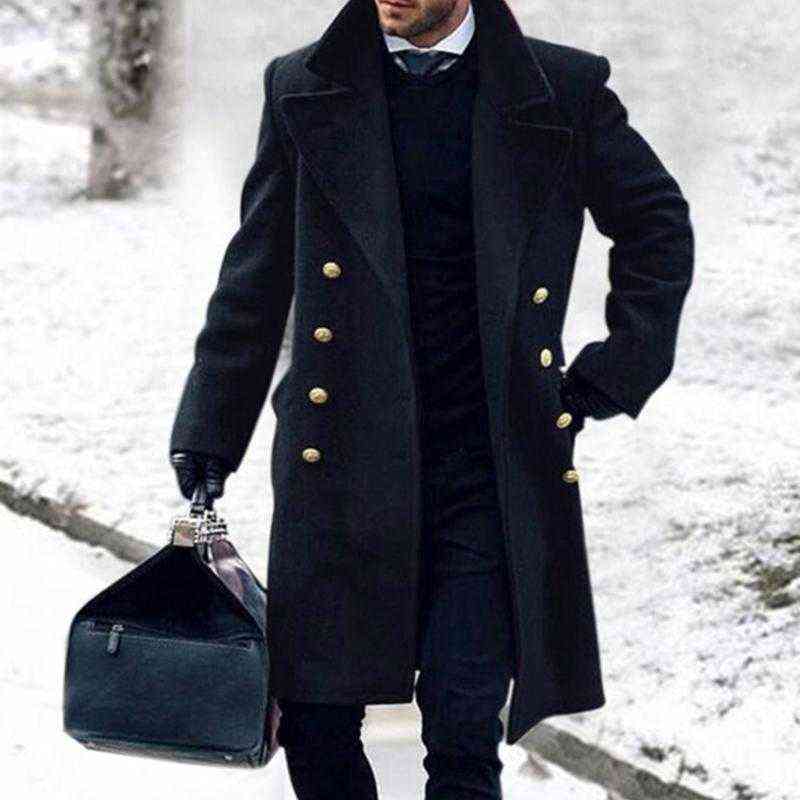 Men's Wool & Blends Winter Trench Coat For Men Fashion Mens Jackets Version Artificial Jacket Doublar Warm Woolen Jacke T220810