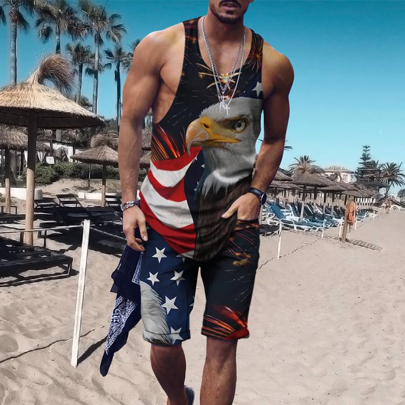 

Men's Tracksuits Men's Tank Top T-shirt Shorts 3D Ethnic Print Casual Outdoor Fitness Male Vest Jogging Fashion Two Piece Set S-4XLMen's, Tta38-61-1