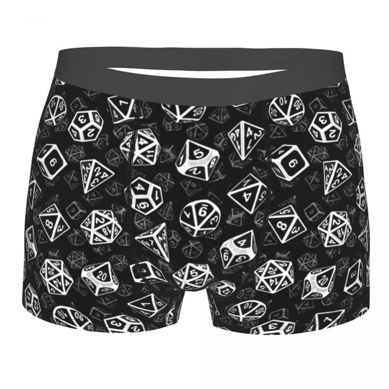 

Underpants D20 Dice Set Pattern (White) Breathbale Panties Male Underwear Print Shorts Boxer Briefs, 1 pcs