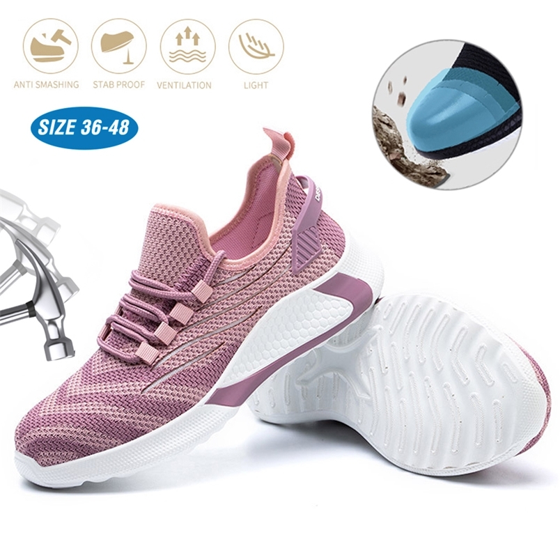 

Women Safety Shoes Steel Toe Cap Anti-Smashing Work Safety Shoe Men Lightweight Breathable Sport Work Shoes Boots Indestructible 220616, 6788 white