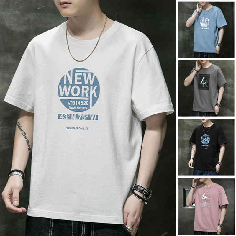 

Short t-shirt pure cotton brand half sleeve student summer 2022 new men's fashion clothes T-shirt, T401 white