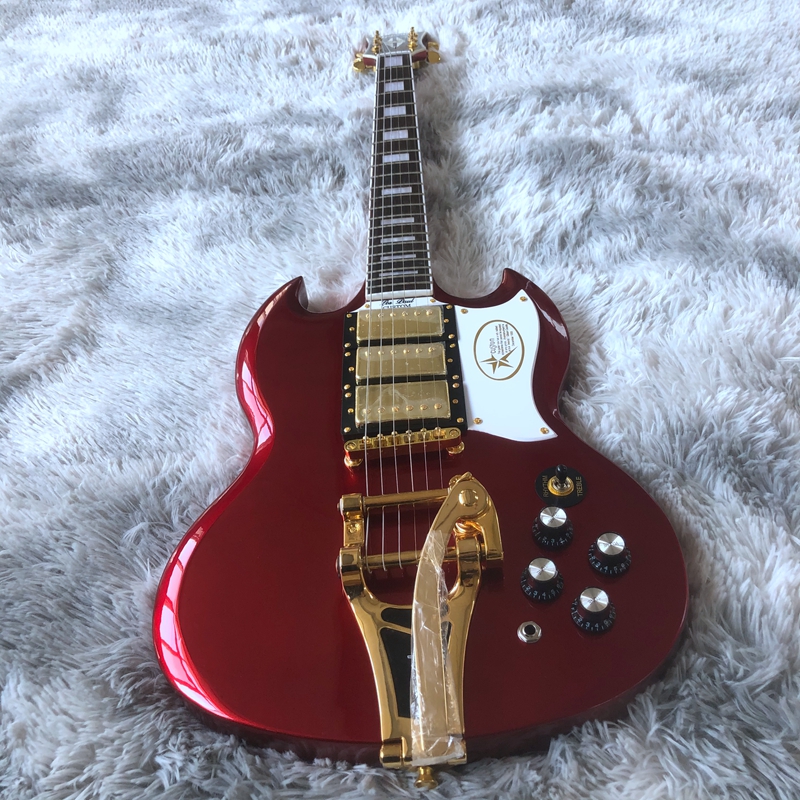 electric guitar Chinese Custom OEM Factory SG Model G400 red dust color three pickups made in china