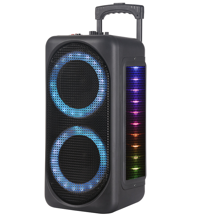Bluetooth Speaker LED portable two 8 Inch loudspeaker Square dance speaker with Microphone Wireless outdoor speaker in party-image-762259512