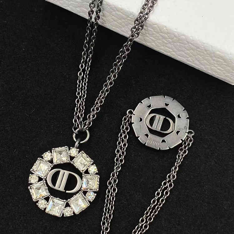 d Home Ring Double Layer Bracelet Black Gold Diamond Personalized Men's and Women's2022 Luxury Brand Fashion Design Versatile Necklace