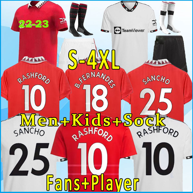 3xl 4xl 21 22 23 Man Utd Soccer Jerseys Rashford B.Fernandes Sancho Football Shirts Player Version Kid Kit R.Varane Maguire Cavani 2023 Shaw Jers