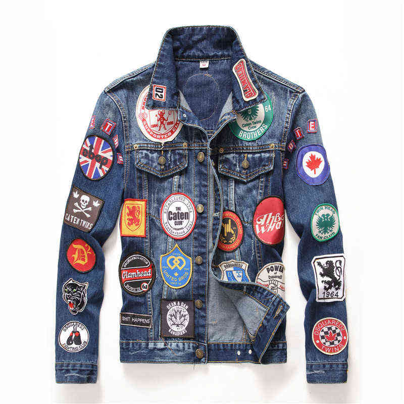 2022 Brand Mens Denim Coats Mens Autumn Trend Casual Slim Embroidery Badge D2 Denim Jacket Street Hip Hop Punk Jean Jacket