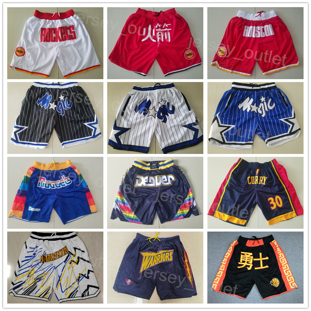 

Men Just Don Pocket Zipper Basketball Penny Hardaway Shorts Retro Klay Thompson Sweatpants Wear Elastic Waist Hip Pop Pant Sport Drawstring All Stitched Running, Red