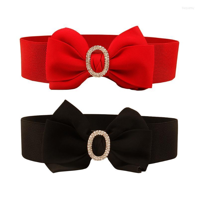 

Belts High Quality Fashion Ladies Canvas Stretch Bow Rhinestone Wide Sweater Dress For Women Luxury Designer Brand CorsetBelts Fier22, Black