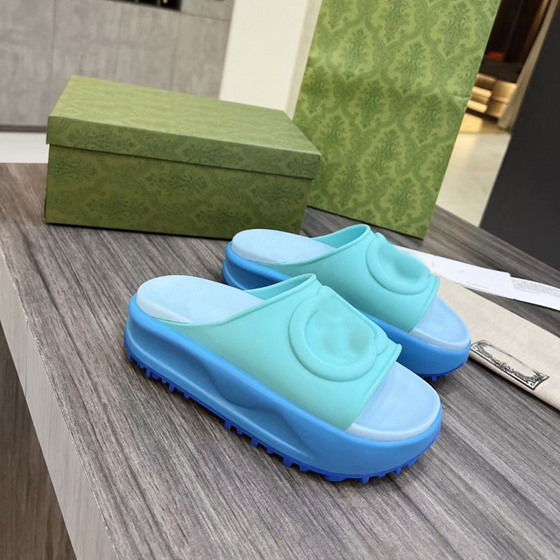 

Luxury Designer Womens Sandals platform Slide Mens Slippers Rubber TPU Slides Flip Flops Vintage Candy colors Summer Outdoor Casual Shoes with box 354