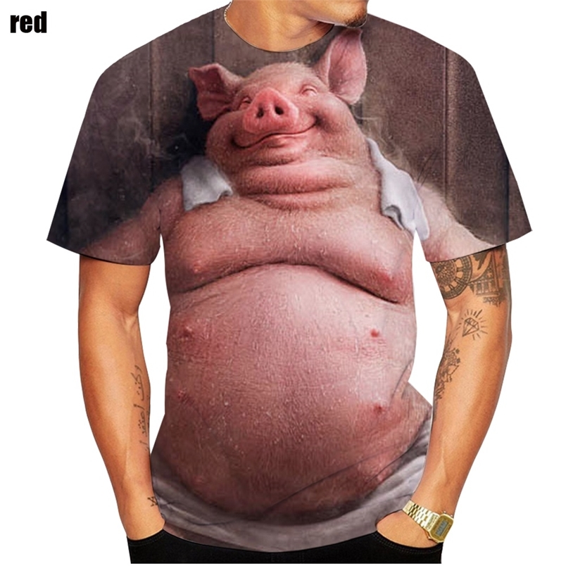 

Novelty Animal Pig 3d Printing T shirt Funny Casual Summer  5XL 220616, Black