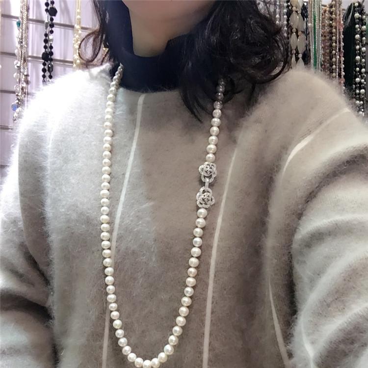 

Chains Sell 8-9mm 80cm White Natural Freshwater Pearl Necklace Long Sweater Chain Fashion JewelryChains