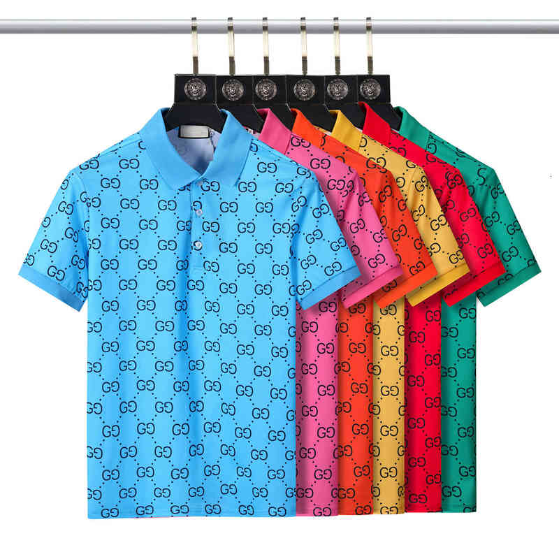 22ss mens women designer polos Double letter Water color print casual high quality fashion men wild top Blue Coffee01