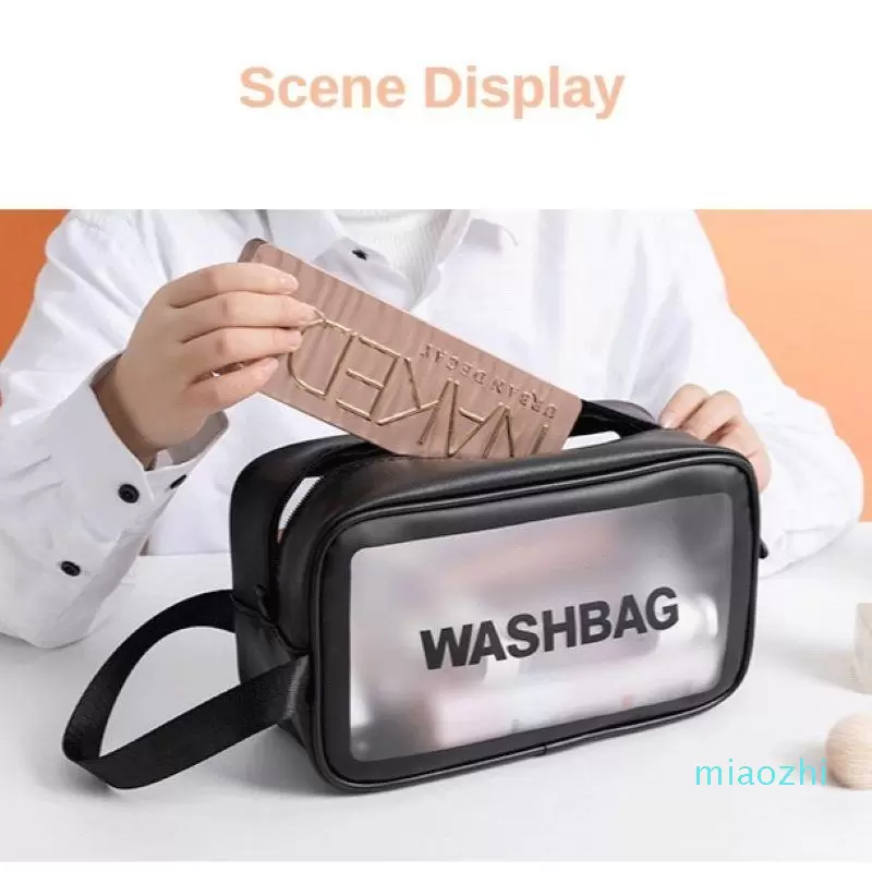 

Cosmetic Bags & Cases Beauty Bag Large Capacity Portable Travel Make-Up Transparent Waterproof Wash Personal Hygiene Button