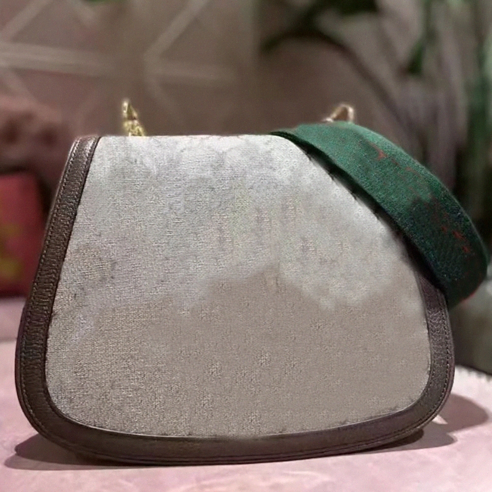 

new Blondie medium shoulder bag cross body Beige and ebony canvas Brown leather trim Gold-toned hardware Cotton linen lining Round Interlocking design J93v#, Customize