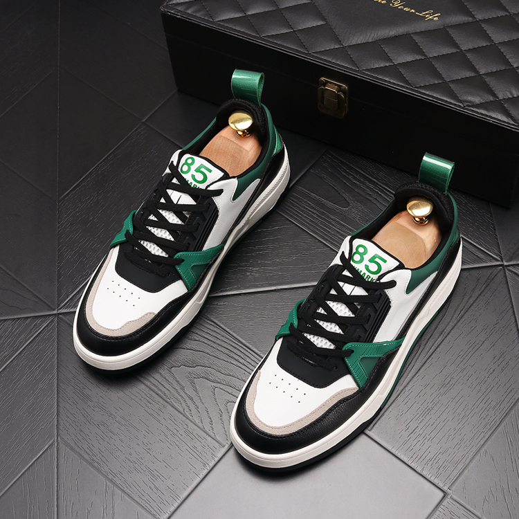 

British Designers Dress Oxford Wedding Party Shoes Fashion White Vulcanized Leisure Casual Sneakers Autumn Spring Round Toe Non-Slip Driving Walking Loafers Y167, White green