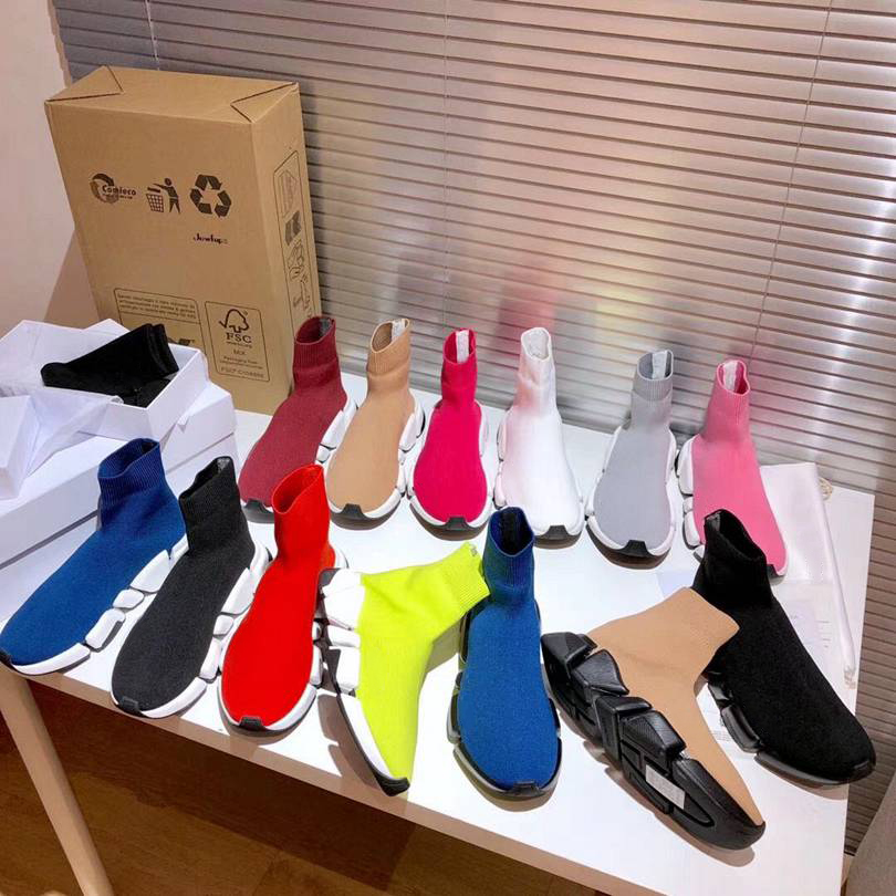 Chaussettes de créateurs hommes femmes chaussures de sport décontractées Paris mode classique noir tricoté entraîneur de course haut haut bas épa
