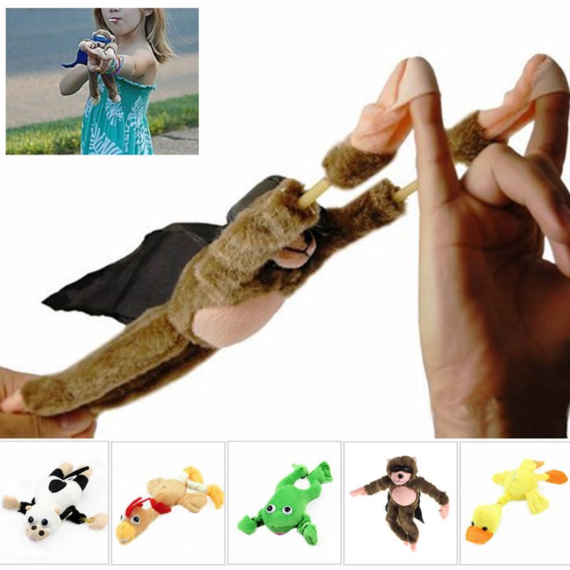 

Flying Monkey Toys Chicken Duck Frog Cow Screaming Flying Slingshot Fun Plush SD556