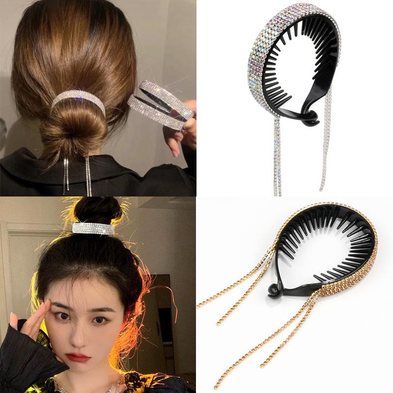 

Hair Clips & Barrettes Luxury Crystal Rhinestone Claw Shiny Tassel Wedding Bridal Hairpins Wome AccessoriesHair