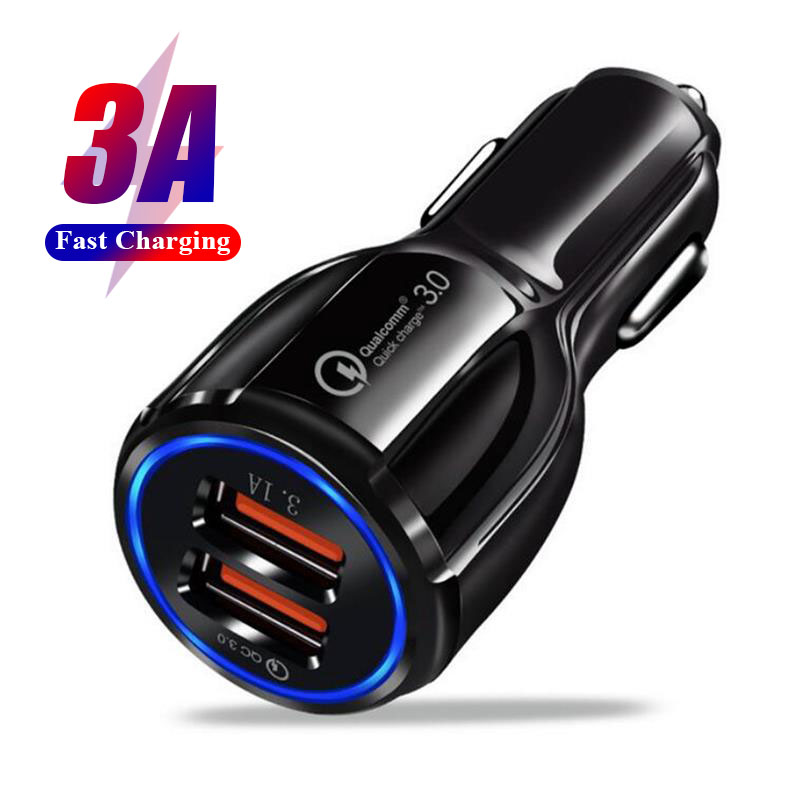 

Dual USB QC3.0 Car Charger Fast Charge 3.0 Mobile Phone Charging 2 Ports Universal for iPhone Xiaomi Huawei