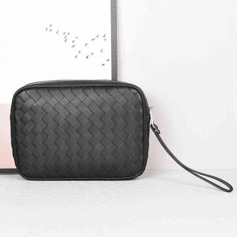 

Men's Clutch Purse Genuine Leather Luxury Brand Big Hand Bags Pouch Large Capacity Fashion Busin Woven Casual Wallet, Black