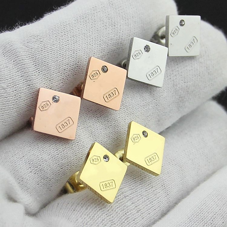 

Classic Style Square Studs Women Fashion Stainless Steel Earrings