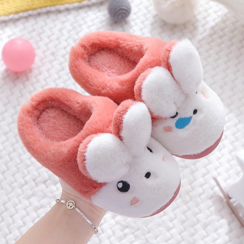 

Slipper 2022 Winter Baby Girls Cotton Slippers Children's Plush Boys Home Indoor Shoes Furry Kids, Red