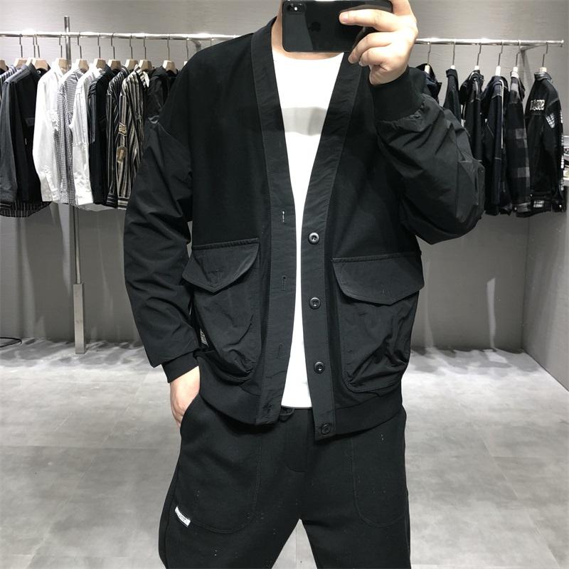 

Men's Sweaters Autumn Winter Cardigan Men Clothing Fashion Single Breasted Knitted Sweater Pocket Loose Casual Mens Cardigans E451Men's, 633 black