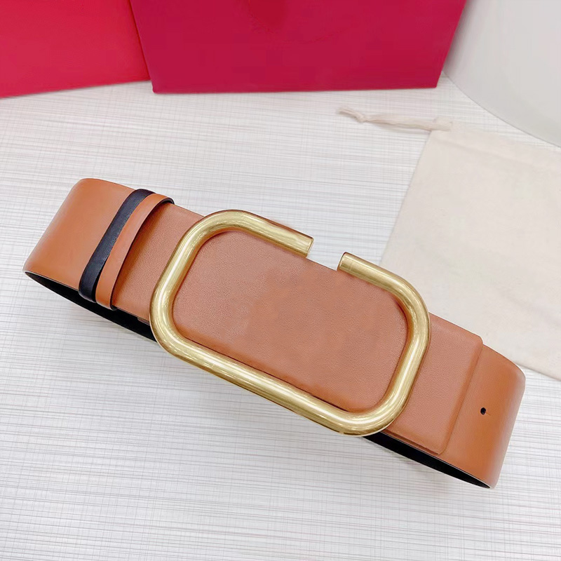 

Fashion retro two-color reversible high-quality belt top layer cowhide 7.0cm wide gold copper buckle women's large size for your own use, Red box