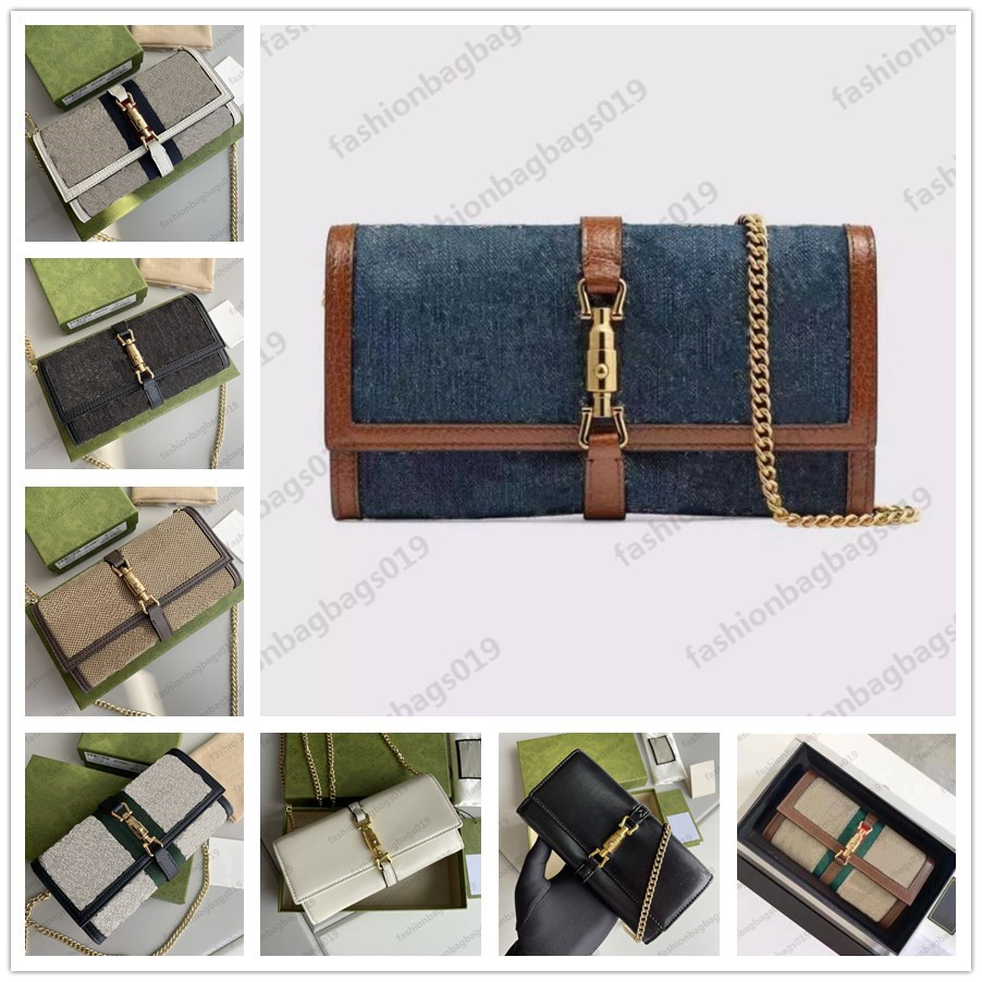 

652681 Jackie 1961 bags Long Wallets Ophidia mini Women Coin purse Chain Cover flaps Ebony Denim Lvory Horsebit Zipper Pouch Twist Lock Shoulder Cross body handbag