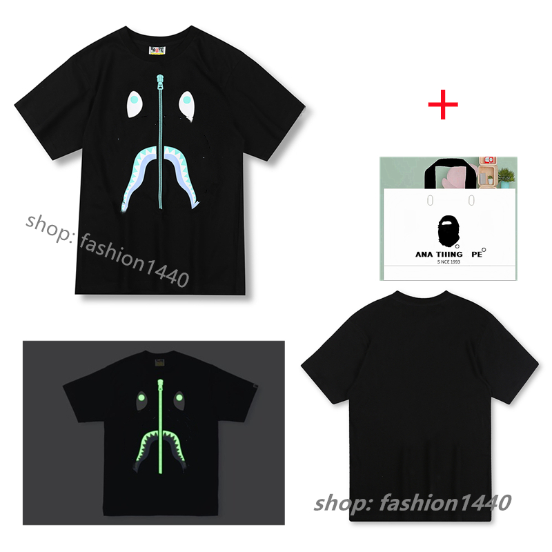 

ape t shirt mens designer t shirts shark head cotton clothes Flashing camouflage luminous printing Japanese women tshirt Anti-Pilling Breathable Print tshirts AA02, 1 pcs button
