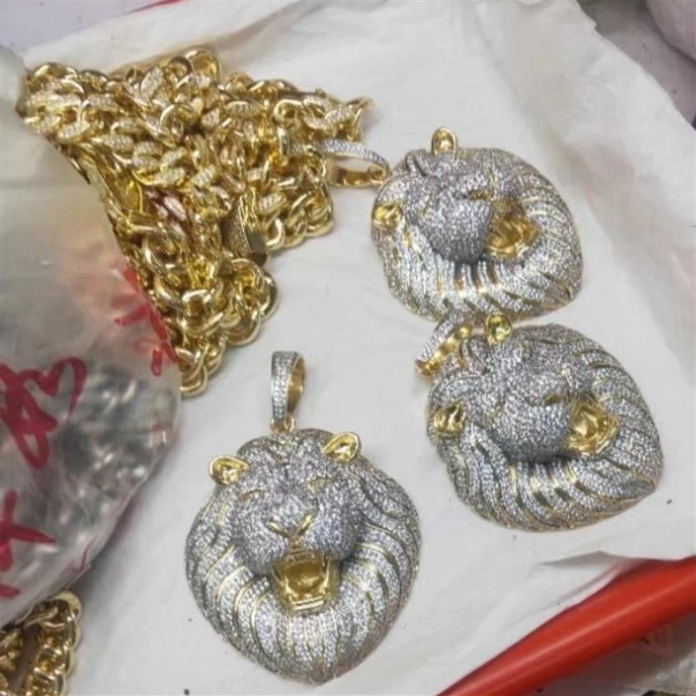 

Mens Jewelry Hip Hop Iced Out Pendant Luxury Designer Necklace Bling Diamond Cuban Link Chain Big Pendants Lion Animal Rapper Acce2639