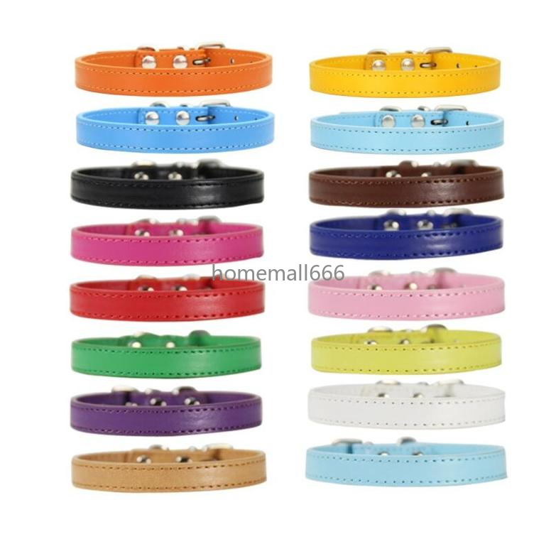 

Free Personalization Plain Leather Solid Color Dog Collars Puppy Dog Cat Collar Small Medium Large Extra Large AA