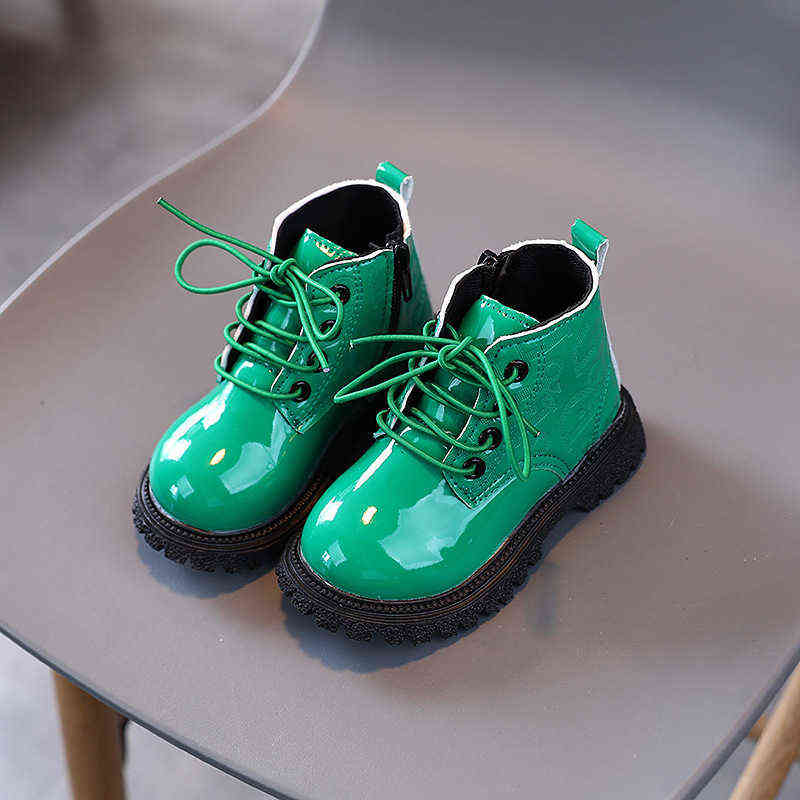

Girls Fashion Martin Boots Autumn Children's Waterproof Snow Boots Toddler Boys Soft Sole PU Leather Zipper Single Boots L220716, Green