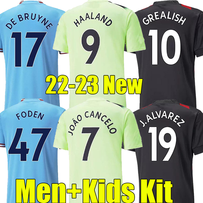 

22/23 HAALAND soccer jerseys GREALISH STERLING MANS CITIES MAHREZ DE BRUYNE FODEN 2022 2023 MAHREZ PHILLIPS JOAO CANCELO football tops shirt kids kit sets uniform, 22-23 away kids