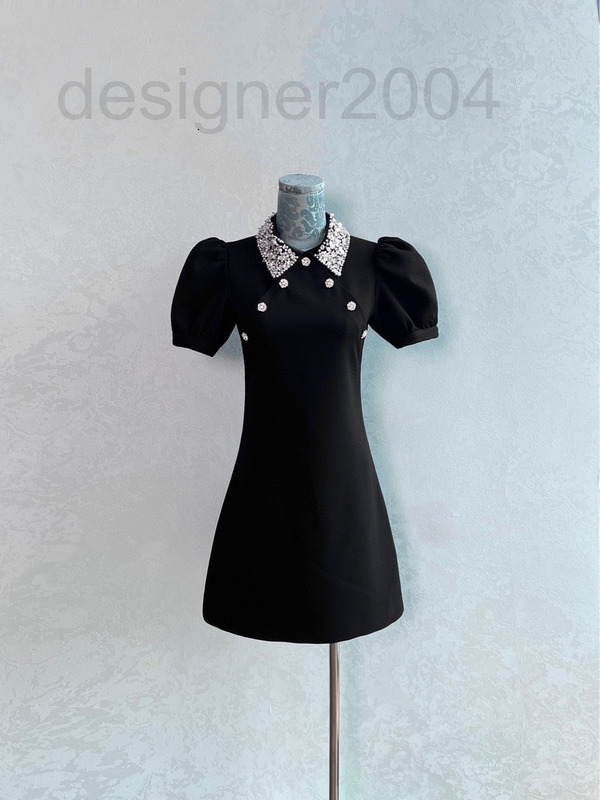 Casual Dresses designer Autumn and winter 2022 new pearl diamond collar buckle decoration waist retracted Qipao dress XUY3-image-788290906