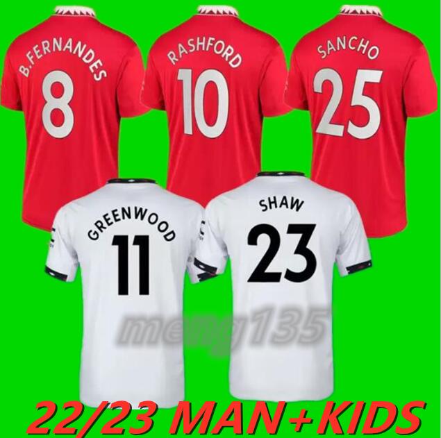 

22/23 RASHFORD Soccer Jersey 2022 MAN UTD SANCHO FRED Shirt B.FERNANDES LINGARD MARTIAL R.VARANE SANCHO WAN-BISSAKA kids kit SHAW Football Uniform