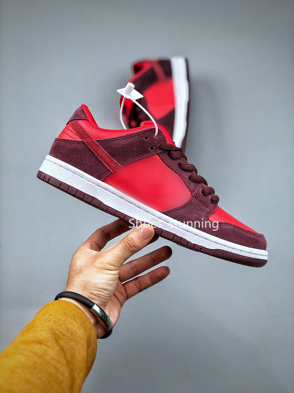 Chaussures de skateboard pour hommes DNks Low SB Cherry Colorway Rose foncé, chaussures de loisirs pour skateboard, baskets d'extérieur, taille 3
