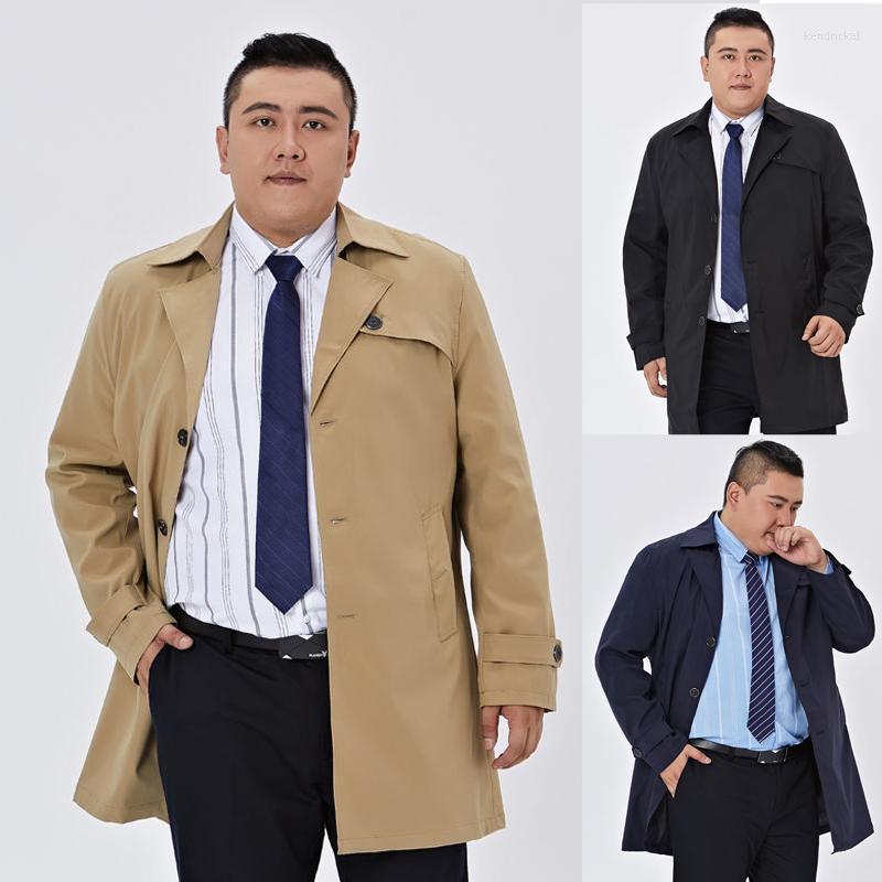 

Men's Trench Coats L-9XL Oversized Male Clothing Fat Summer Coat Business Long Jacket Men Casual Outerwear Man Plus Size Overcoat Kend22, Black